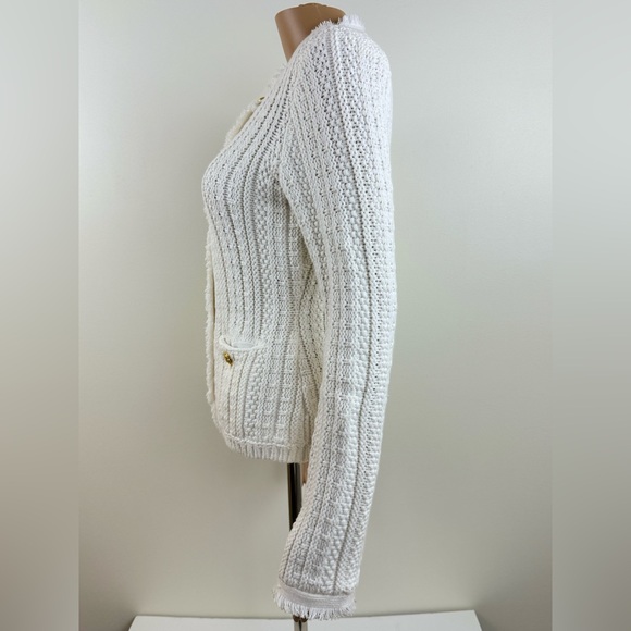 Express Women's Heavy Knit Button Sweater with Pockets, White, Size XS - Picture 6 of 14